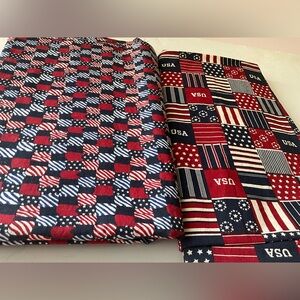 Vintage Quilting Fabric Sewing Material Crafts Patriotic Red White Blue Cotton